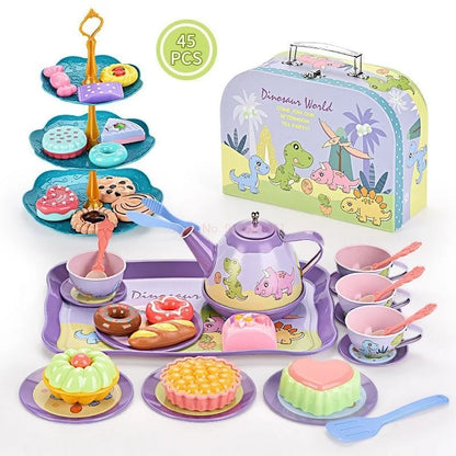 Kids Tea Party Set For Little Girls Mermaid Gift Pretend Toy Tin Tea Set Princess Tea Time Kitchen Pretend Play Tea Set Gift