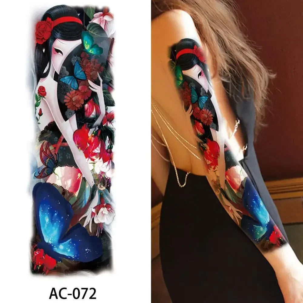 16 Designs Full Arm Temporary Tattoo Sleeve Waterproof Tattoos For Cool Men Women Tattoos Stickers On The Body Art #272596.