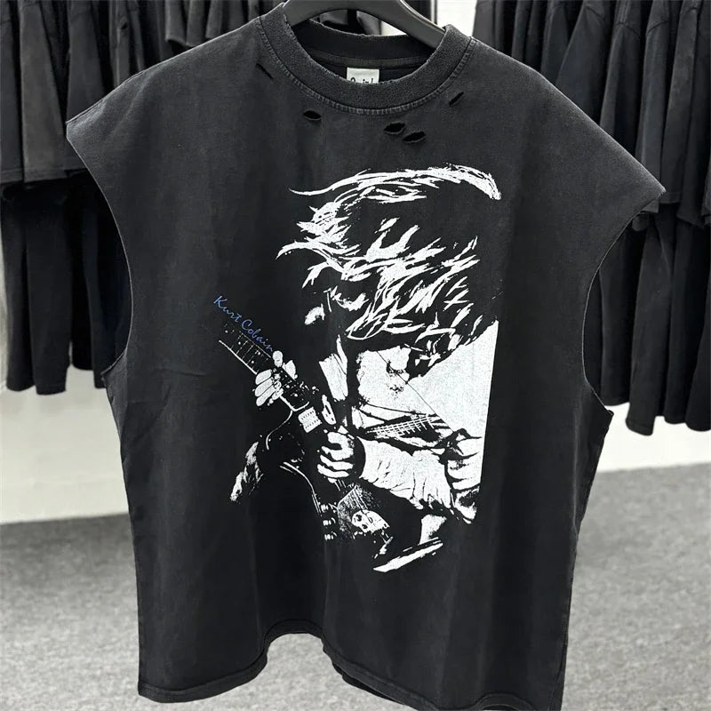 SAINT Vintage NIN Nine-inch Nail T-Shirts Best Quality Vintage Washed T Shirt Tee Tops