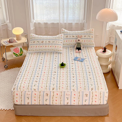 Quilted Mattress Cover For Kids Single/Double Size Rabbit Printing cubre colchón 200X220cm Anti-Mite 매트리스커버 Queen/King Size 매트리스