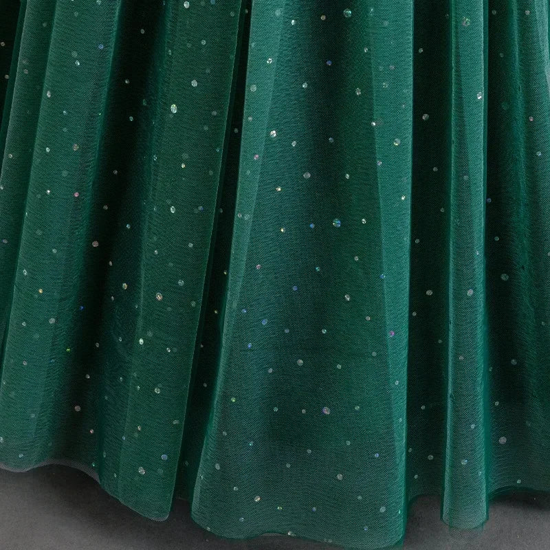 Mädchen Abschlussfeier Bankett Stickerei Paillettenkleid Hochzeitskleid Party Blumenkind Performance und bodenlanges Kleid.