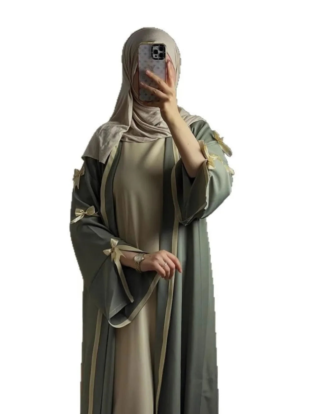 Eid Muslimischen Bogen Abaya Frauen Kleider Jalabiya Vestidos Largos Split Hülse Ramadan Marokko Dubai Lange Robe Party Islam Kaftan 2025.