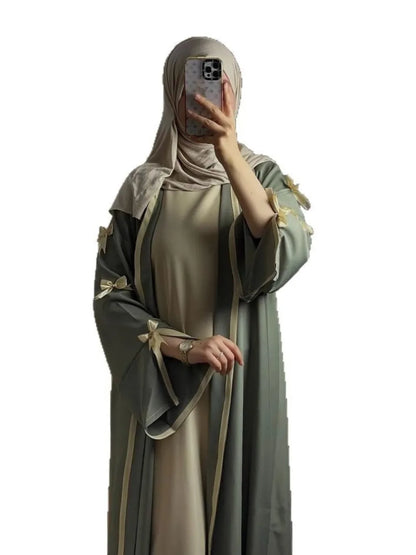 Eid Muslimischen Bogen Abaya Frauen Kleider Jalabiya Vestidos Largos Split Hülse Ramadan Marokko Dubai Lange Robe Party Islam Kaftan 2025.