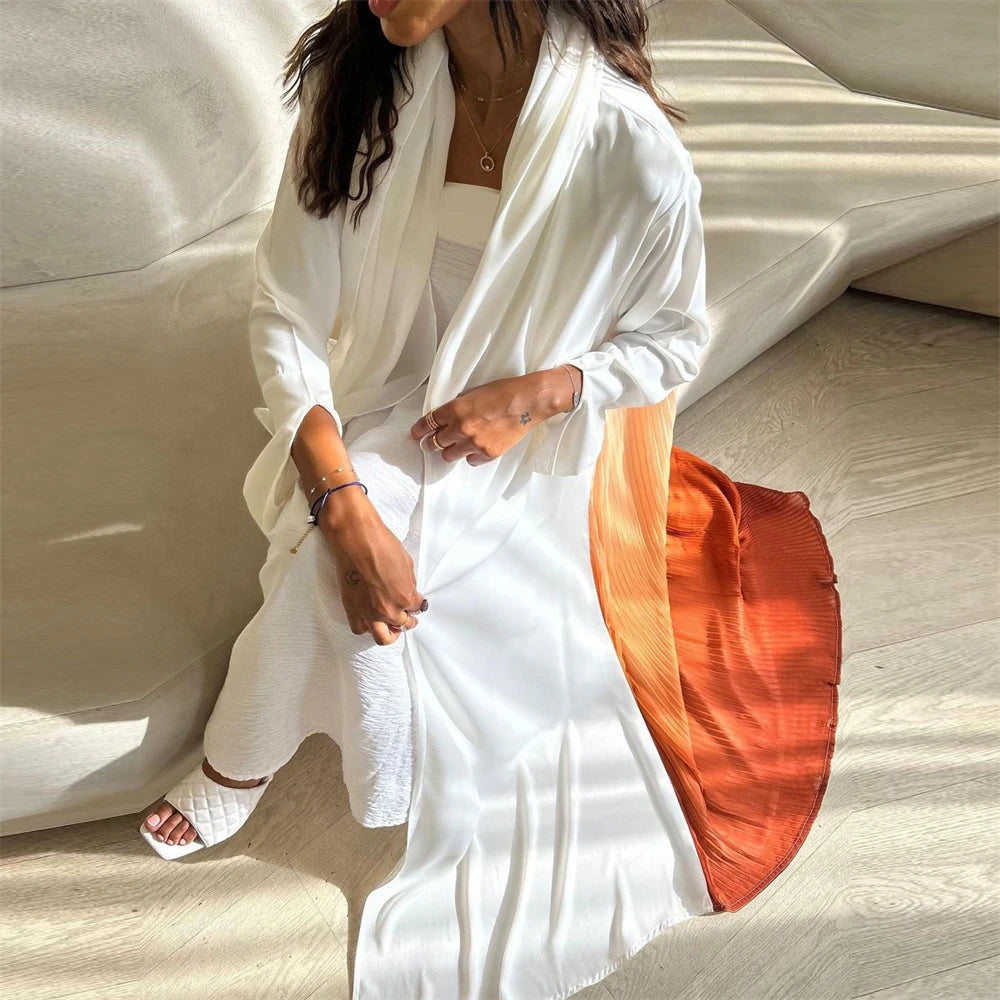 Ramadan Open Chiffon Kimono Abaya Damen Dubai Kaftan Muslim Coat Prayer Clothes Women Djellaba Kebaya Robe Femme Musulmane.