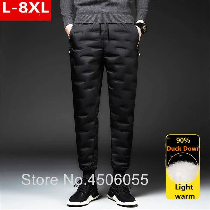 Winter Duck Down Pants Men Outdoor 8XL 7XL 6XL Plus Size Warm Padded Thicken Waterproof Thermal Trousers Windproof Male Jogger.