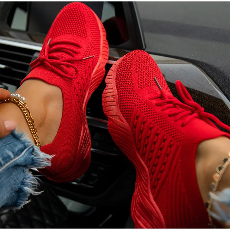 Women Sneakers Breathable Casual Women Sports Shoes Lace Up Ladies Flats Female Summer Vulcanized Running Zapatillas De Mujer.