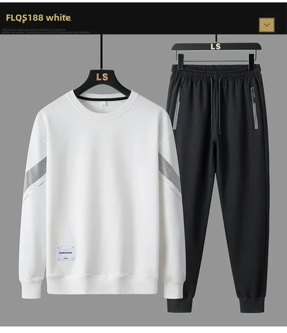 Spring Autumn Men's Casual Sports Suit Round Neck Sweatshirt Long Sleeves Pants One Whole Set Clothing Fashion.