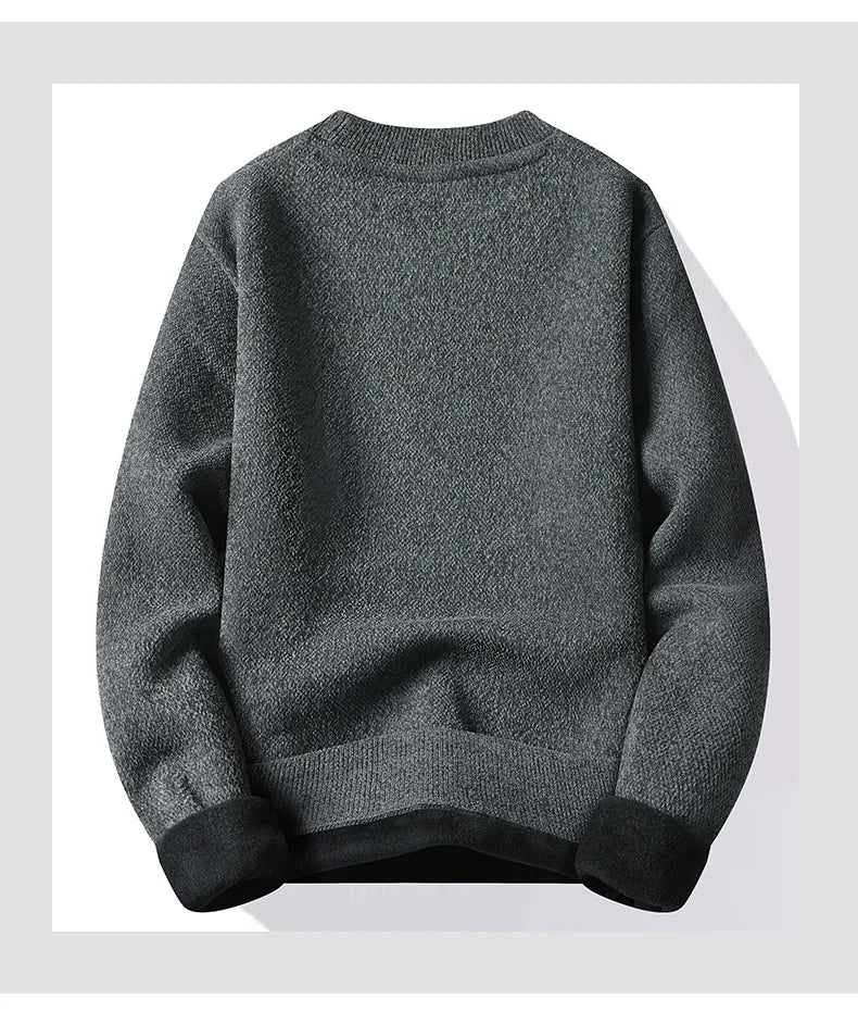Autumn Winter Fashion Sweater Men's Round Neck Pullovers Fleece Thick Warm Jumpers Pattern Patchworked Men's Clothes.