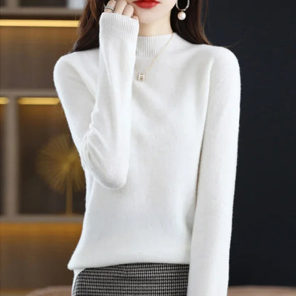 2025 Women's Casual Knit Tops Half-neck Pullover In Autumn And Winter New Cashmere Sweater Women's Coat 19 Colors