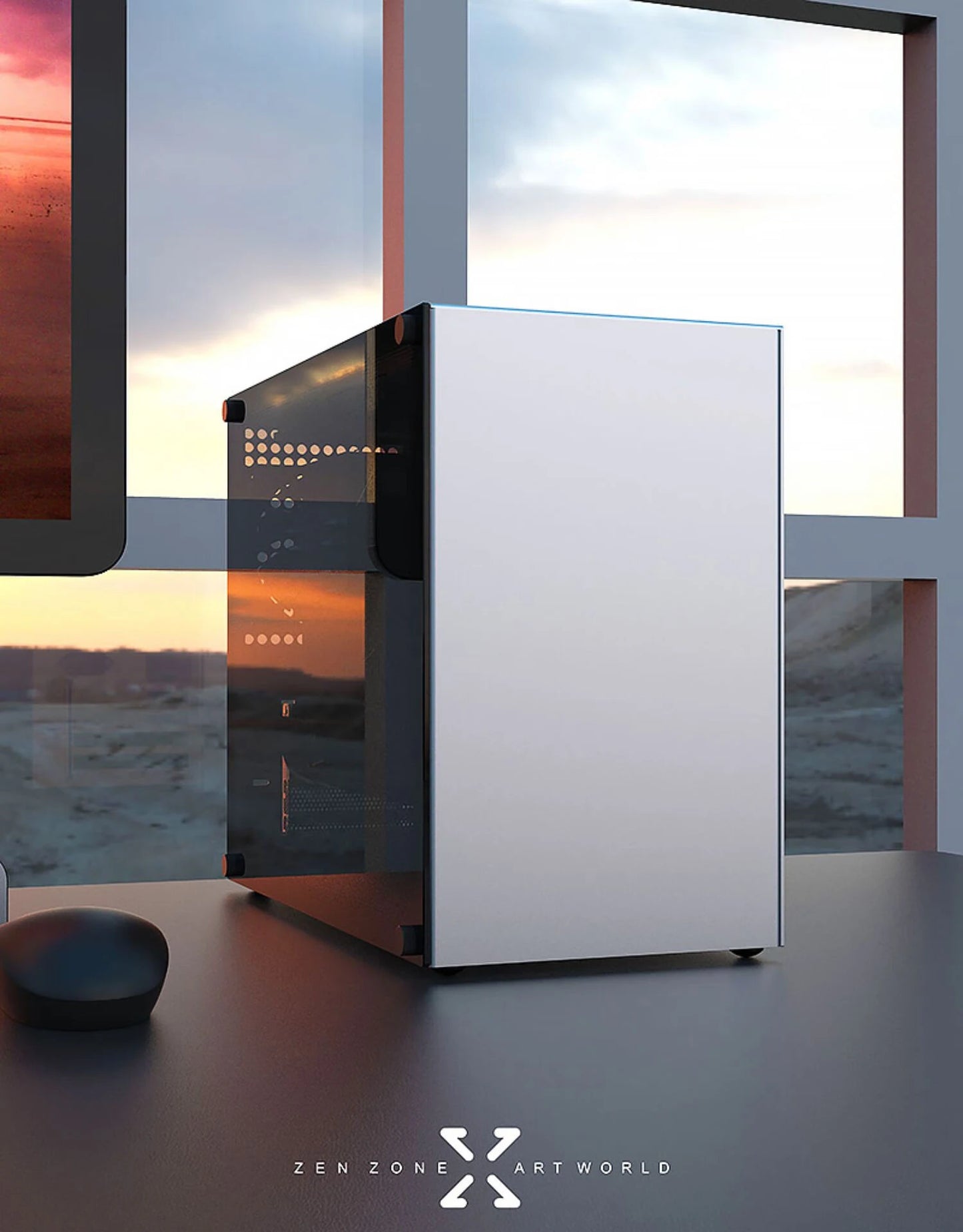 ZZAW C2 C2P M-ATX Computer Case Side Transparent MINI-ITX All Aluminum Desktop Office Small Chassis Supports Long Graphic Card.