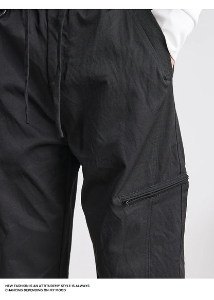 Men's American Overalls Spring and Autumn 2025 New Slim Scimitar Pants All-match Drawstring Casual Pants Wide-leg Pants.