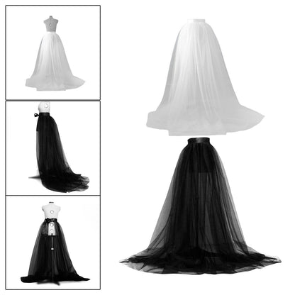 Women Tulle Tutu Long Skirt Lace Up High Waisted Detachable Solid Color Dress for Party Cosplay Prom Ladies.
