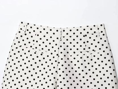 TRAFZA Herbst Polka Dot Gedruckt Jacke Für Frauen Lange Ärmel Rollkragen Zipper Mit Taschen Kordelzug Lose Vintage Mäntel