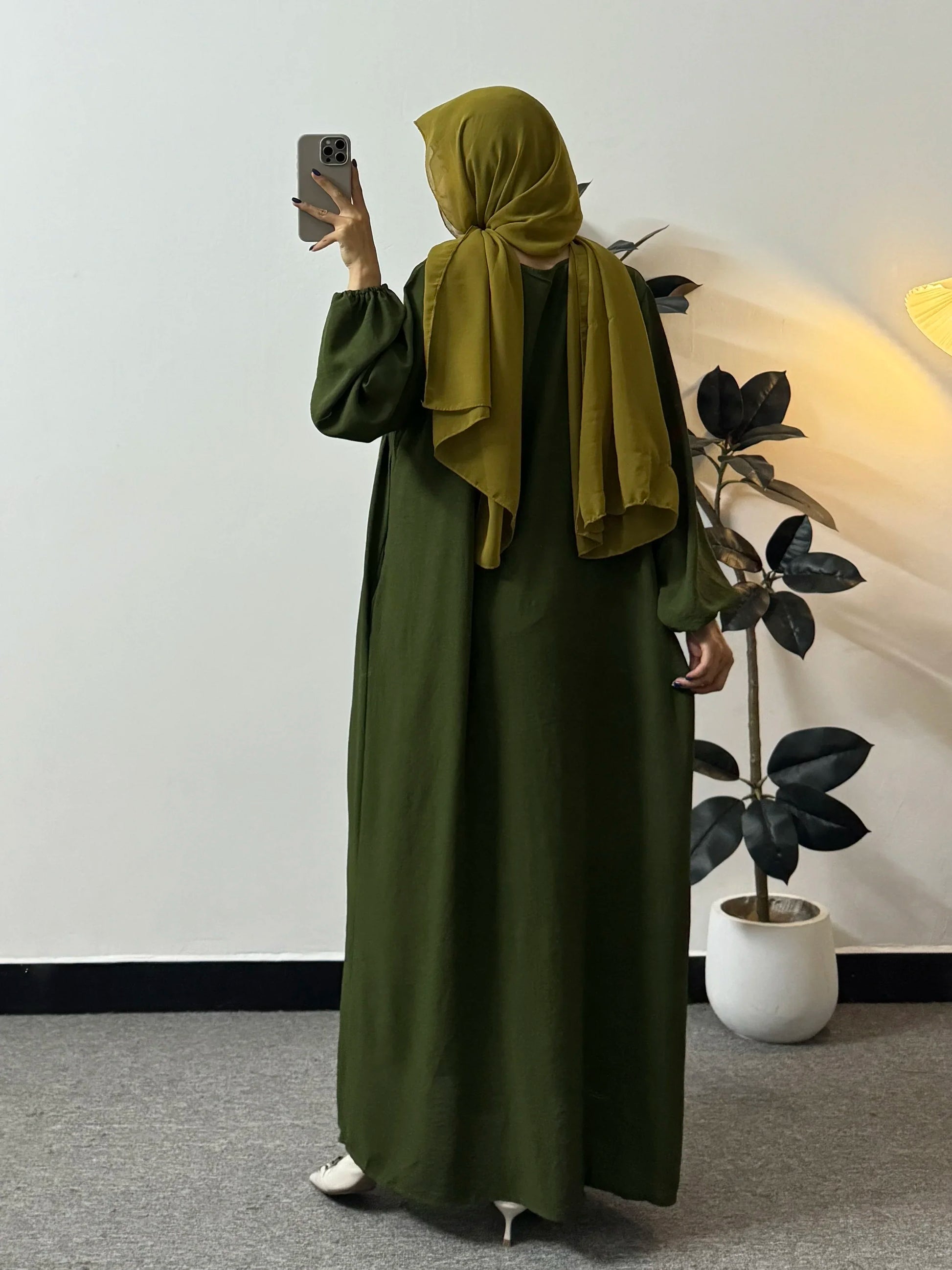 Full Sleeve Loose Maxi Prayer Dress Muslim Modest Dresses Jilbabs Casual Solid Pockets Robe Long Ramadan Dress Women Abayas.