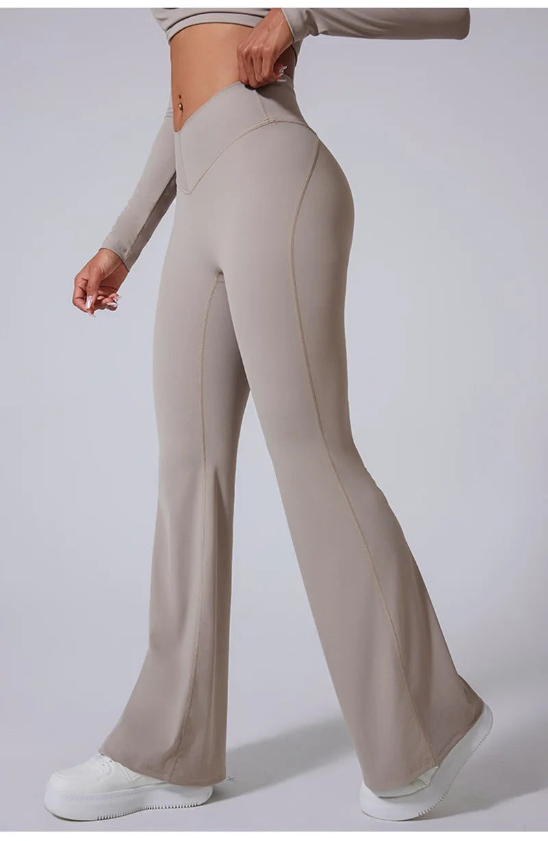 Cloud Hide Blue Sports Leggings Plus Size Long Yoga Pants Women Gym Fitness Running Flared Trousers High Waist Workout Tights.