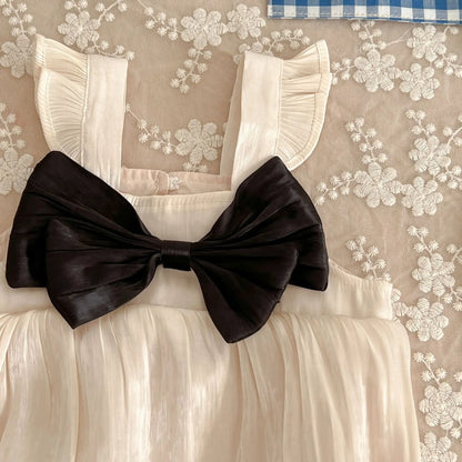 Neu im Sommer Neugeborene Baby Prinzessin süße Kleidung Sling Kleider Schleife Shorts solide Weste Body Kurzarm Kleid Kinder