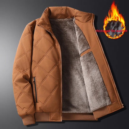 2025 Men's Warm Parker Coat Autumn/Winter Outdoor Sports Thick Anti Cold Cotton Jacket Stand up Collar Checkered Cotton Coat