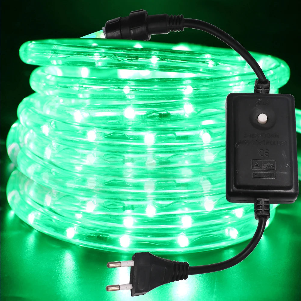 AC 220V Neon LED Strip Waterproof 360 Degree Round Neon Sign Light Blue Red White Outdoor Rainbow Tube Rope Light Party Decor.