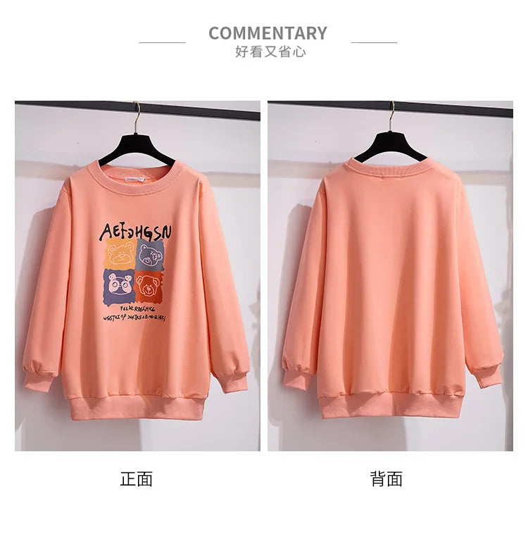 175Kg Plus Größe frauen Fehlschlag 170 Frühling Herbst Neue Lose Rundhals Cartoon Sweatshirt 6XL 7XL 8XL 9XL 10XL 11XL 6 Farben.