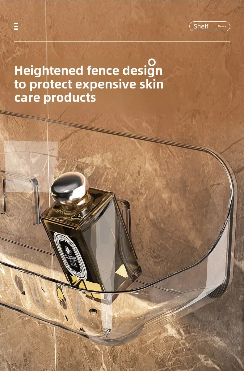 Kein Bohren, Acryl-Badezimmerregal, Wandmontage, Dusch-Organizer für Shampoo, Kosmetik, platzsparendes WC-Aufbewahrungsregal, Eckregal