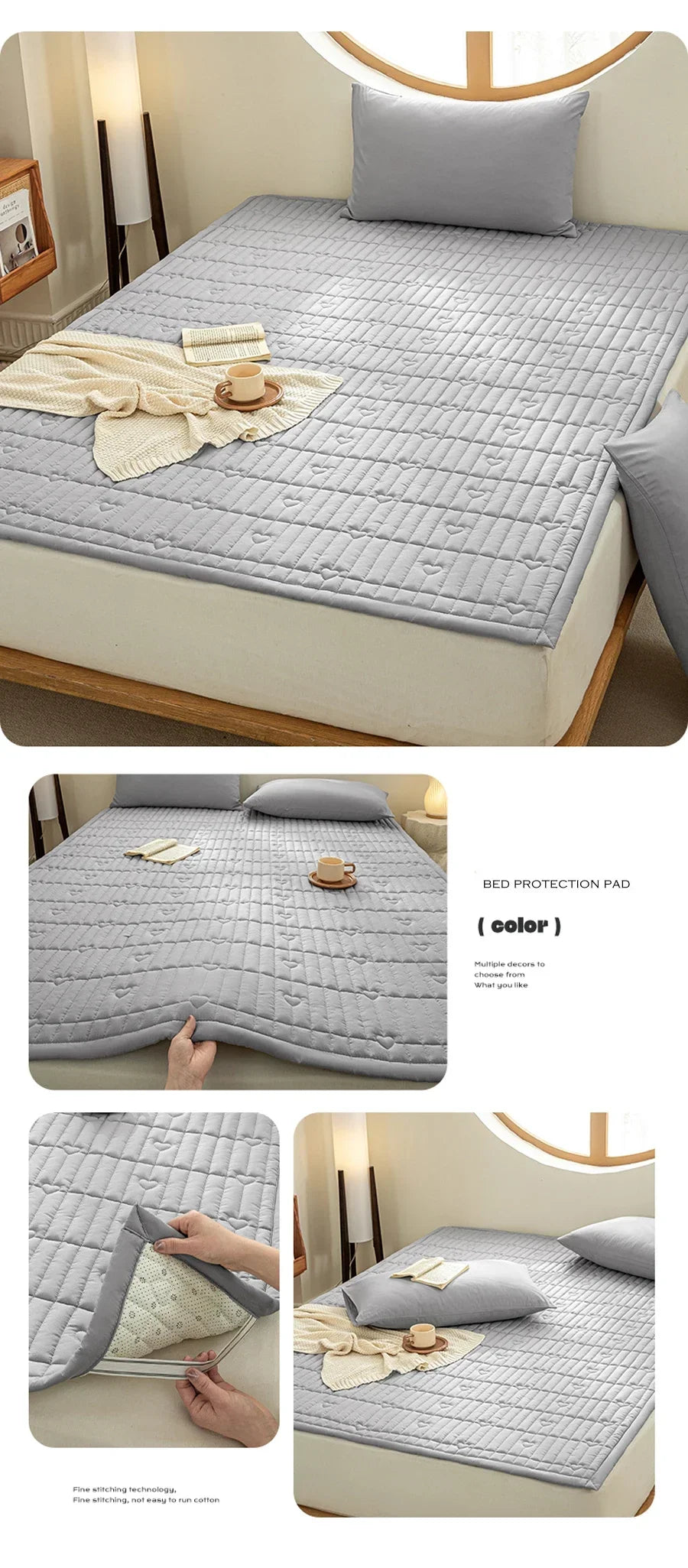 Washed cotton quilted thicken mattress pink romance heart sleeping mat 150cm bed sheet bed protection pad queen king size.