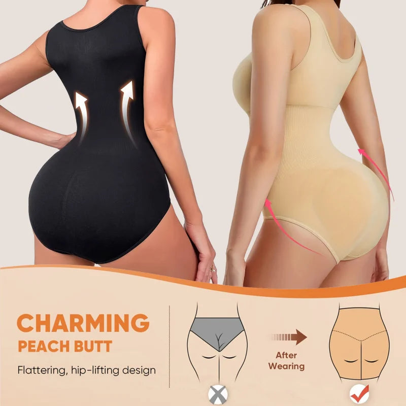 1pc Seamless Bodysuit for Women - Waist & Tummy Control, Full Body Shaper, Sleeveless Tank Top Jumpsuit, Body Shaping Bodysuit|.