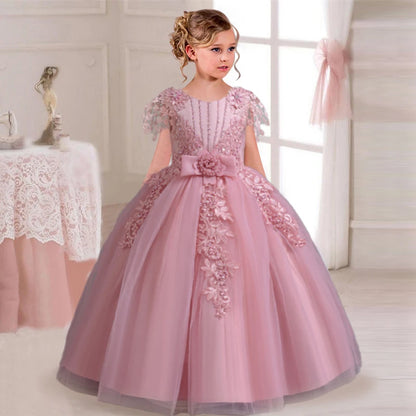 Prinzessin Mädchen Kommunion Geburtstags feier Tanz Leistung Pailletten schwarz Kleid Mädchen Hochzeit Brautjungfer Party Langarm Kleid