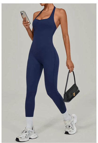 Yoga Jumpsuit Sports Fitness Peach Hip Halter Neck Backless Pants Bodysuit Outdoor Dance Jumpsuit Tight Yoga Wear for Women