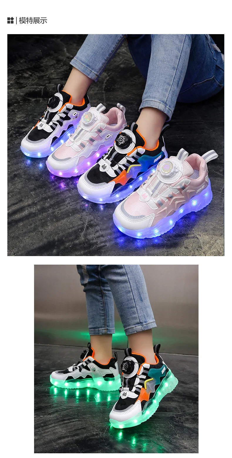 Children Fashion Kids Led Shoes for Girls Usb Charging Sneakers Outdoor Sport Footwear Boys Luminous Shoes 2023 Glowing Sneakers.