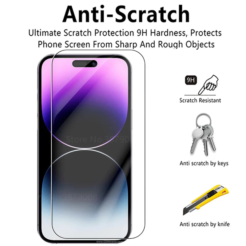 4PCS Tempered Glass Case For iPhone 15 17 16 Pro Max Protective Glass iPhone16E 14Pro iphone17 Pro Max Screen Protect Film Cover.