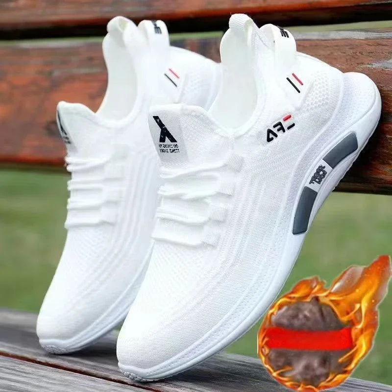 A Spring White Casual Shoes Breathable Non-slip Walking Sneakers Men Shoes Outdoor Comfortable Fashion Lace Up Running Shoes.