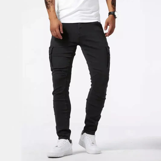 Neue Jeans Herren Seitentasche Skinny Jeans Schlank Einfarbig Hohe Taille Denim Bleistift Hosen Sommer.