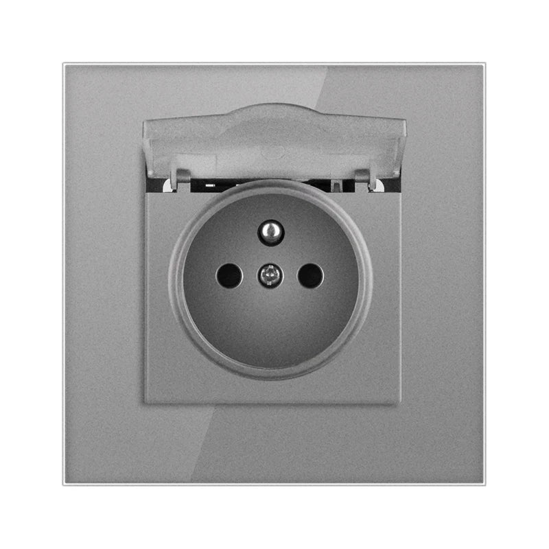 Nywp Französisch standard stecker, glas wallboard, Französisch netzteil, 16a 220V erdung buchse, kind schutz tür.