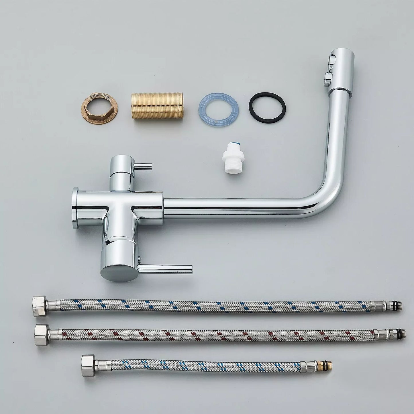 Chrome Brass Pure Water Kitchen Faucet Dual Handle Hot and Cold Drinking Water 3-way Filter Kitchen Purified Mixer Taps