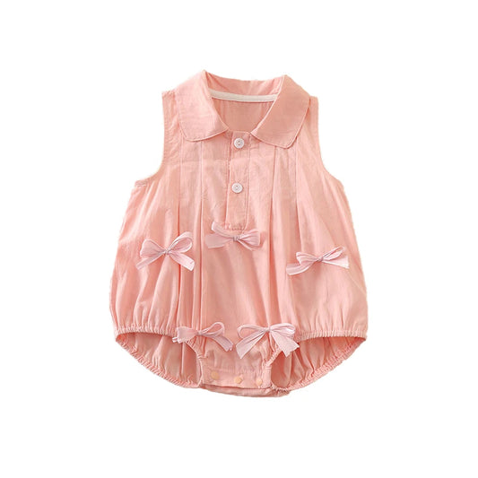 Sommer Säuglings Body Kleidung 3-24M Nette Schleife Kleinkind Neugeborene Artikel Baby Dünne Lose Ärmel Ein Stück.