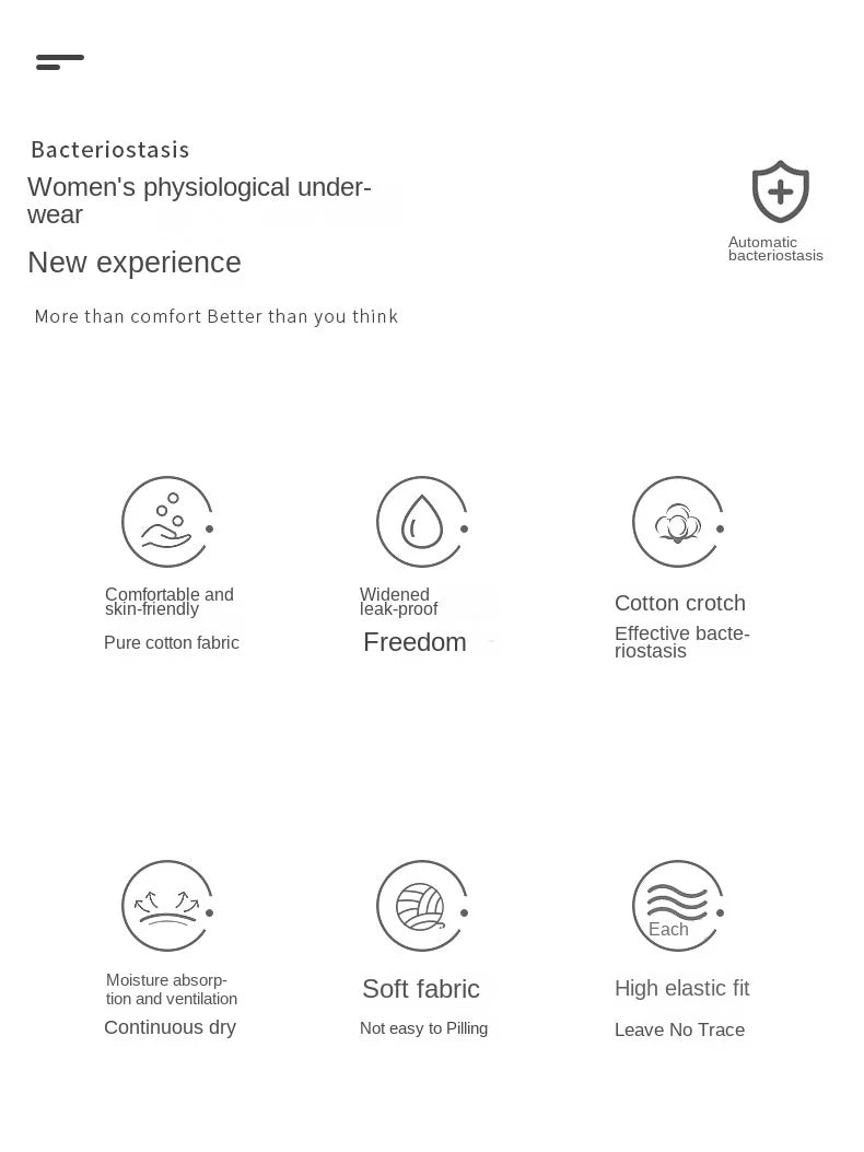 Women's Panties UnderwearLeakproofBreathable Briefs MenstrualPants PlusSizeWaterproof Mid Waist Organic Cotton Protective Briefs.