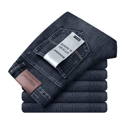 Wthinlee Neue Business männer Jeans Casual Gerade Stretch Mode Klassische Blau Schwarz Arbeit Denim Hosen Männliche Marke Kleidung