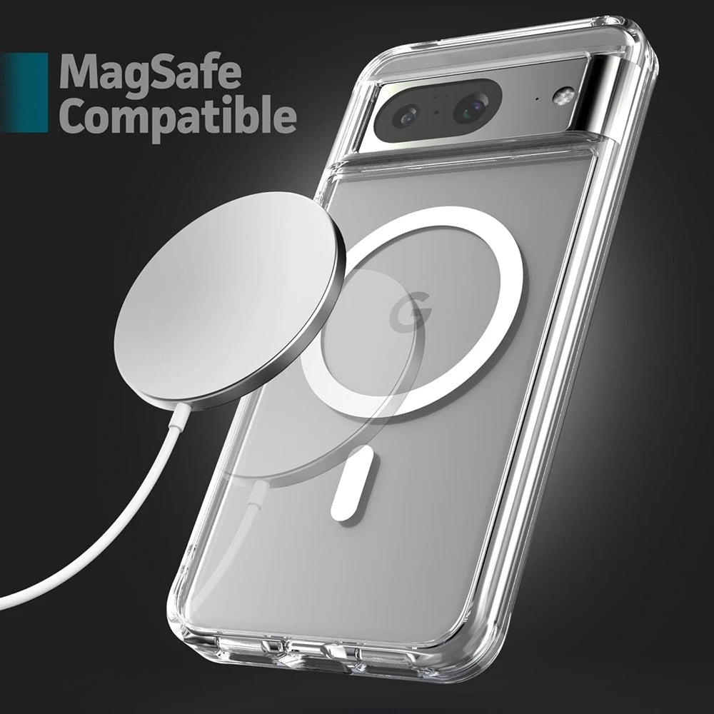 Luxury Transparent Magsafe Magnetic Case for Google Pixel 9A 10 9 8 7 6 Pro 9 Pro XL 8A 7A 6A Wireless Charging Clear TPU Cover.