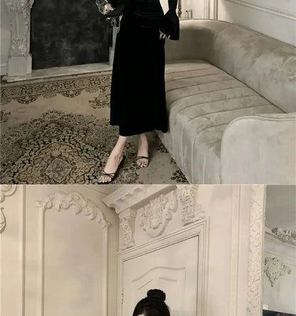 Internet Celebrity High-End-Samtkleid Leichtes, temperamentvolles, hoch tailliertes, schlankes, burgunderrotes Fischschwanzkleid.