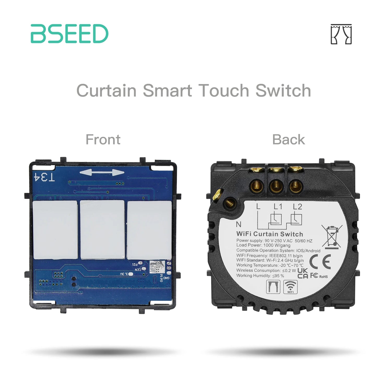 BSEED Smart Touch Schalter Funktion Schlüssel 1/2/3Gang 1/2/3Way WIFI Licht Schalter Basis DIY Teile Smart App Steuerung Neutral Erforderlich.