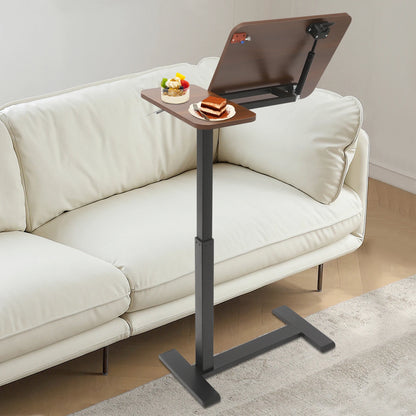 Mobiler Stehschreibtisch mit Tablettplatte, höhenverstellbar, 26–41 Zoll, drehbar, 40 kg belastbar, versteckte Räder für Home-Office-Laptops