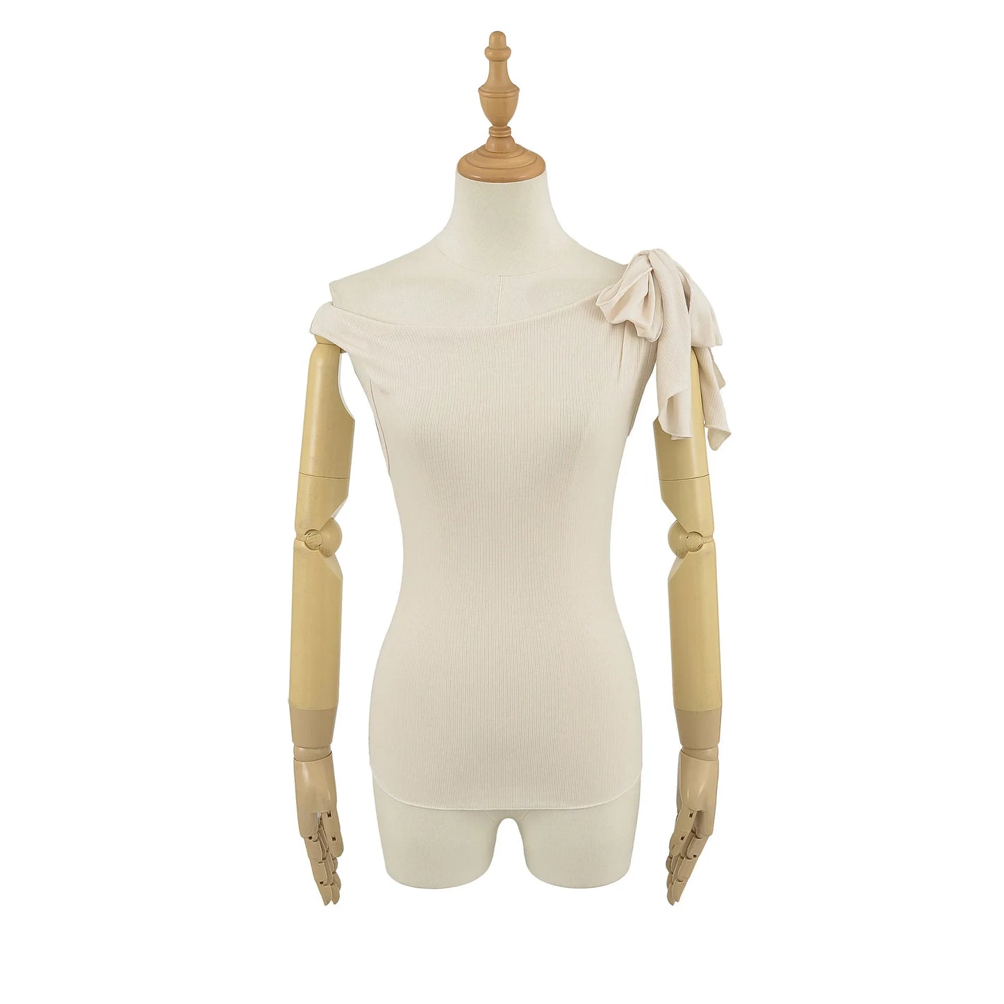 Shoulder Bared Short Sleeve T Shirt Women's Spicy Girl Design Slimming Top Summer New Style One Word Oblique Shoulder Tie Waist.