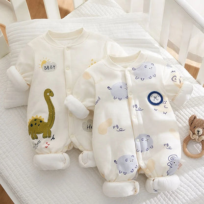 Somenie Neugeborenen Baby Onesie Verdickte Winter Reine Baumwolle Baby Body Warme Baumwolle Winter Niedlich Gedruckt Jungen Mädchen Onesie.