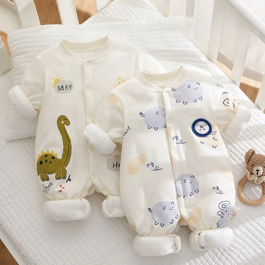 Somenie Neugeborenen Baby Onesie Verdickte Winter Reine Baumwolle Baby Body Warme Baumwolle Winter Niedlich Gedruckt Jungen Mädchen Onesie.