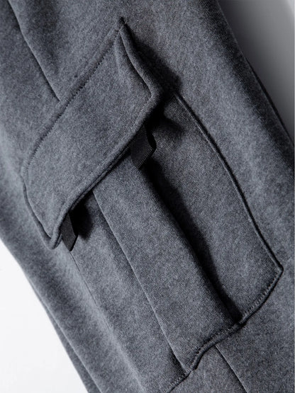 Men's Fleece Lined Casual Sports Long Pants Workwear Drawstring Jogging Pants Casual Multi Pockets Baggy Pants Men's Sweatpant.