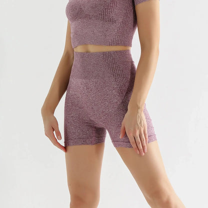 Seamless Yoga Pants Fitness Short Sleeve Quick Dry Long Pants Yoga Suit Set Sportswear Underwear Exercise Shorts AE Stock