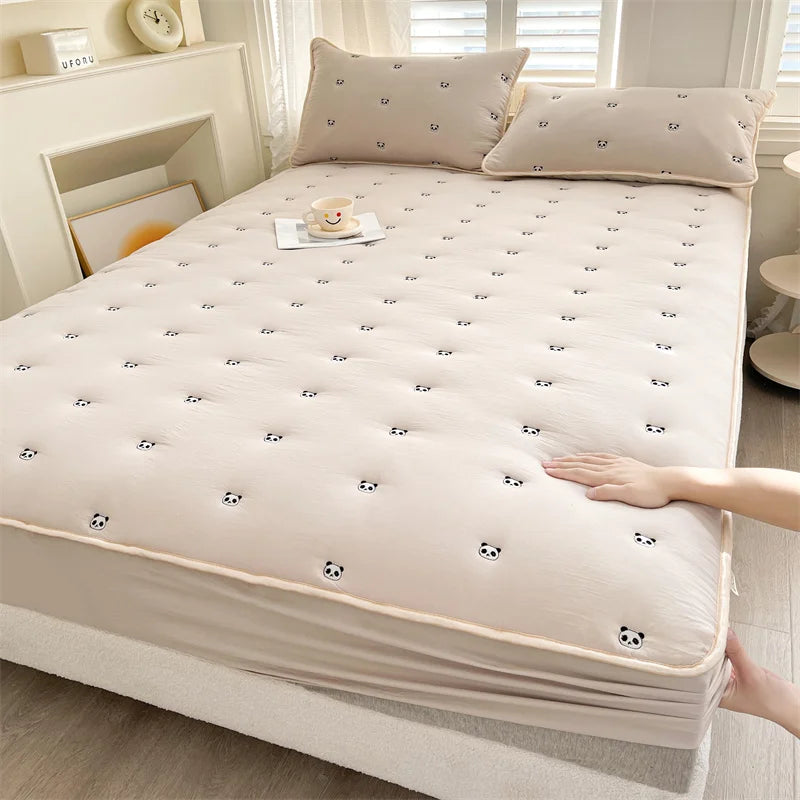Thicken Mattress Cover 90x200 Fitted Sheets Queen Size Elastic Bedsheet Embroidered Bed Covers 매트리스커버 (Pillowcase need order).