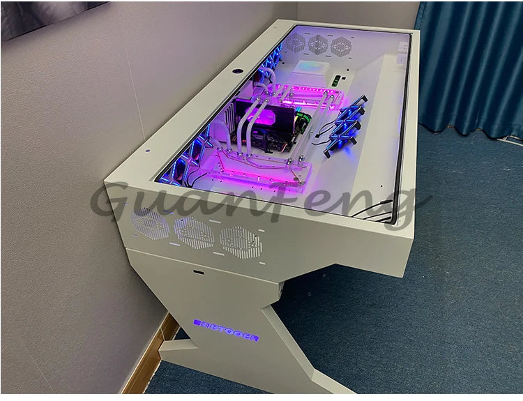 Computergehäuse für große Spieler, All-in-One-Tisch, hochwertiger Desktop, vollständig transparent, großes Gehäuse, cooler wassergekühlter Sci-Fi-Spieltisch