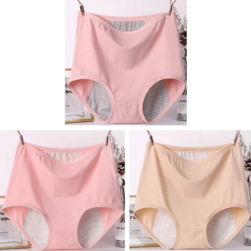 3pcs Girl Menstrual Panties Women's Physiological Briefs Ladies Period Leak Proof Panty High Waist Cotton Underwear