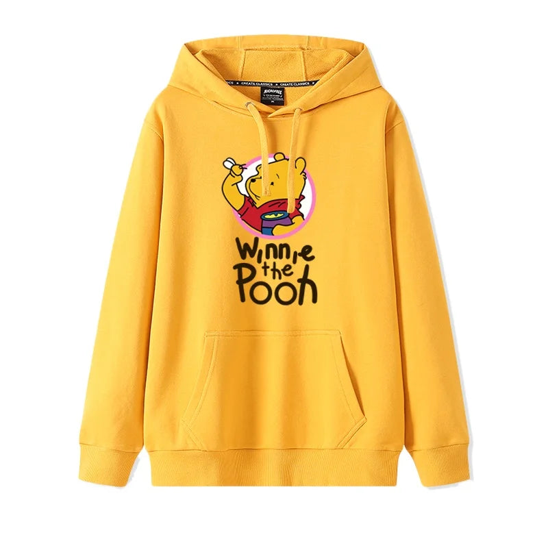 Cartoon Winnie the Pooh Mode einfacher Pullover Damen lockere und bequeme Kapuze vielseitige Paar Freundin Pullover Jacke.